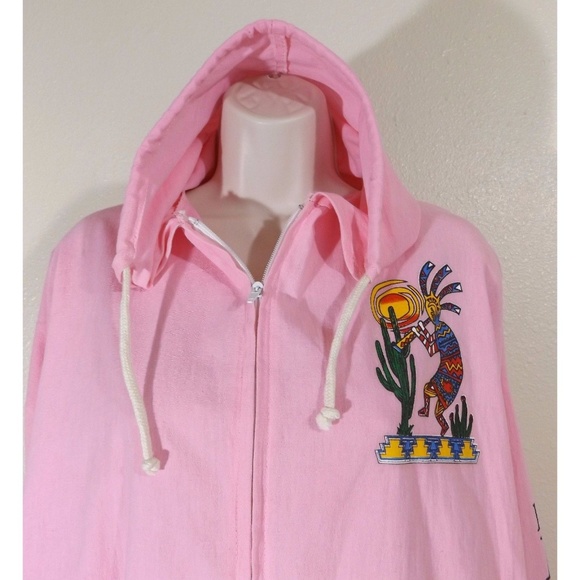 Jackets & Blazers - Baja Mexico Pink Zip Up Thin Hoodie Jacket